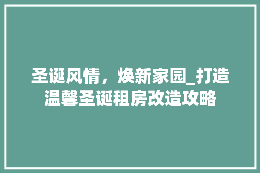 圣诞风情，焕新家园_打造温馨圣诞租房改造攻略 墙面装饰