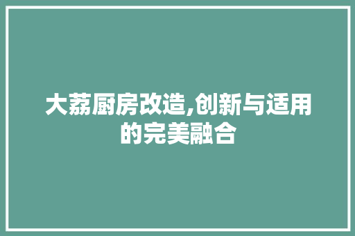 大荔厨房改造,创新与适用的完美融合 隔断设计