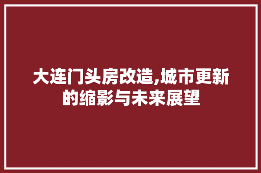 大连门头房改造,城市更新的缩影与未来展望 门窗装修