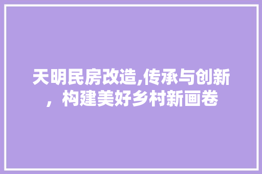 天明民房改造,传承与创新，构建美好乡村新画卷