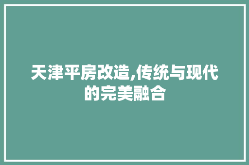 天津平房改造,传统与现代的完美融合 装修材料