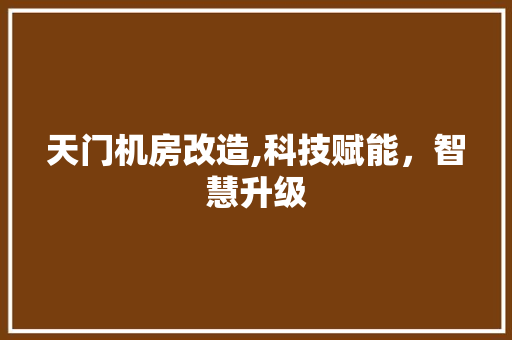 天门机房改造,科技赋能，智慧升级