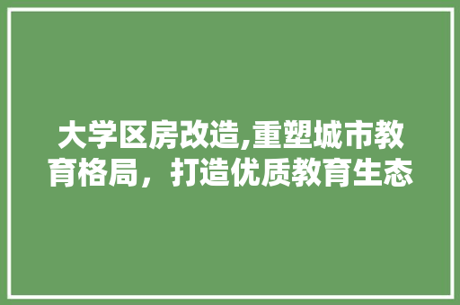 大学区房改造,重塑城市教育格局，打造优质教育生态圈