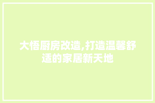 大悟厨房改造,打造温馨舒适的家居新天地