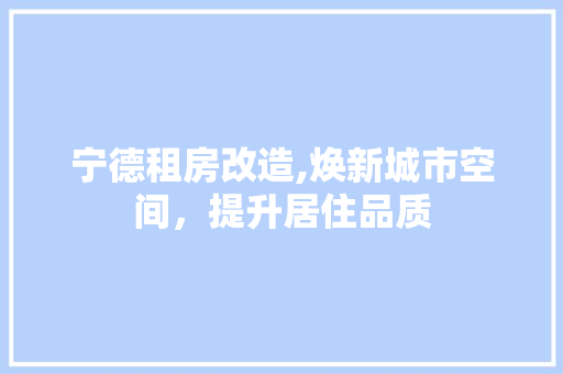 宁德租房改造,焕新城市空间，提升居住品质 建筑设计