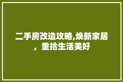 二手房改造攻略,焕新家居，重拾生活美好