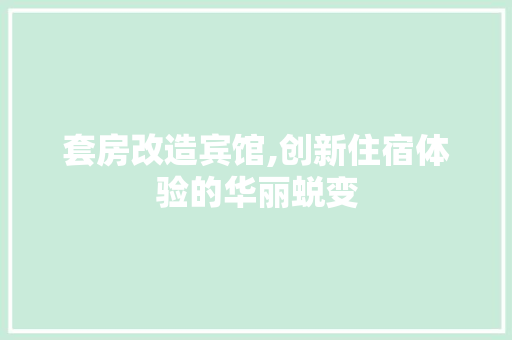 套房改造宾馆,创新住宿体验的华丽蜕变
