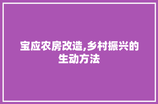 宝应农房改造,乡村振兴的生动方法