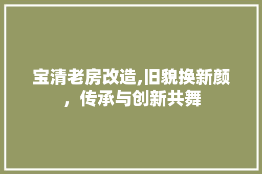宝清老房改造,旧貌换新颜，传承与创新共舞