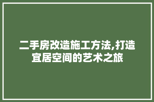 二手房改造施工方法,打造宜居空间的艺术之旅