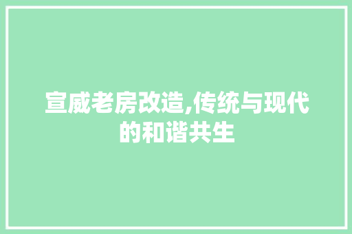 宣威老房改造,传统与现代的和谐共生