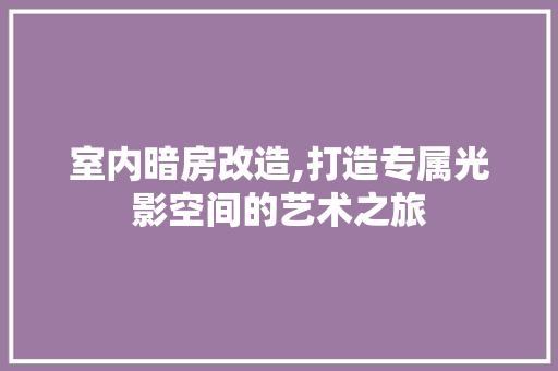 室内暗房改造,打造专属光影空间的艺术之旅 建筑设计