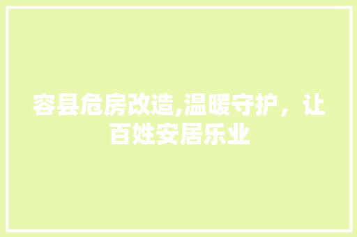 容县危房改造,温暖守护，让百姓安居乐业