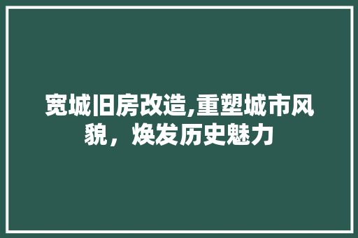 宽城旧房改造,重塑城市风貌，焕发历史魅力 景观设计