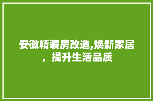 安徽精装房改造,焕新家居，提升生活品质