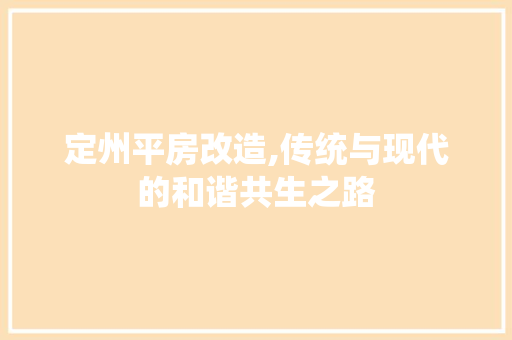 定州平房改造,传统与现代的和谐共生之路 建筑设计