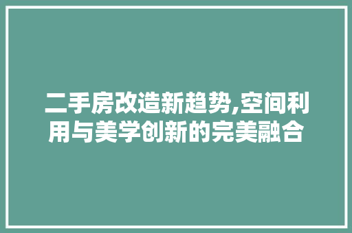 二手房改造新趋势,空间利用与美学创新的完美融合