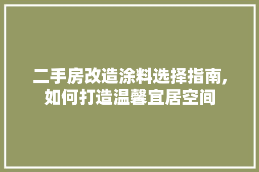 二手房改造涂料选择指南,如何打造温馨宜居空间 墙面装饰