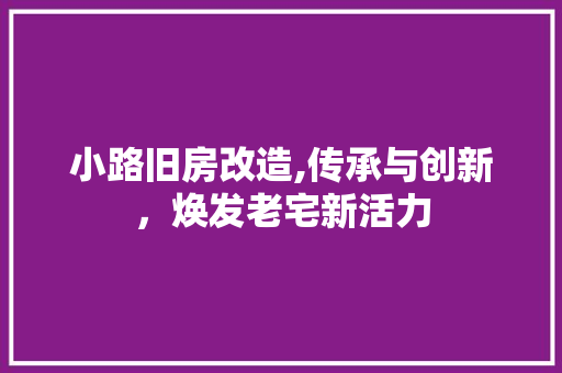 小路旧房改造,传承与创新，焕发老宅新活力
