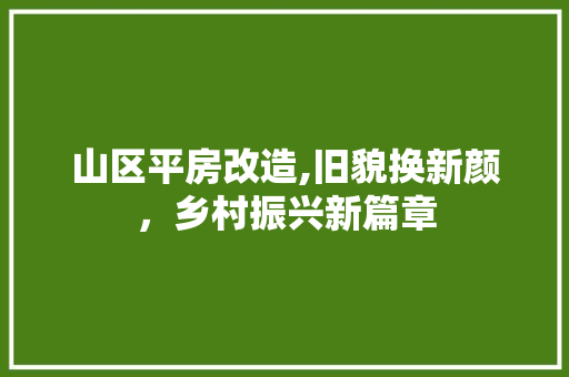 山区平房改造,旧貌换新颜，乡村振兴新篇章