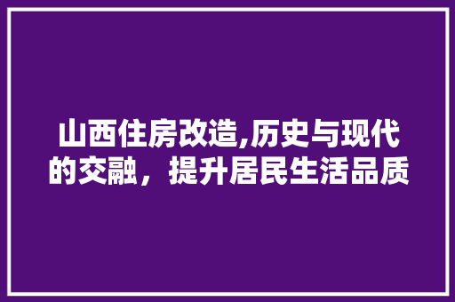 山西住房改造,历史与现代的交融，提升居民生活品质