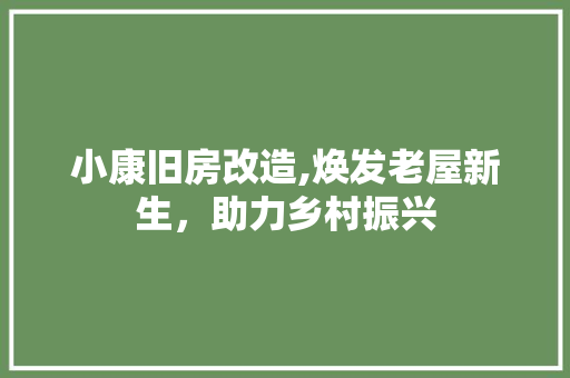 小康旧房改造,焕发老屋新生，助力乡村振兴
