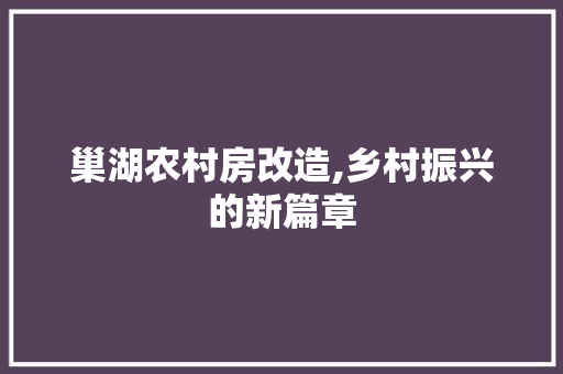 巢湖农村房改造,乡村振兴的新篇章