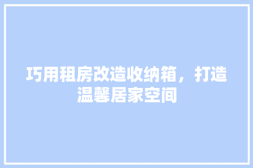 巧用租房改造收纳箱，打造温馨居家空间 建筑设计