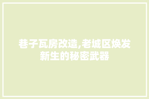 巷子瓦房改造,老城区焕发新生的秘密武器
