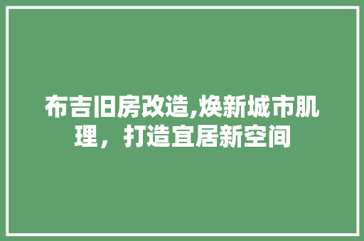 布吉旧房改造,焕新城市肌理，打造宜居新空间