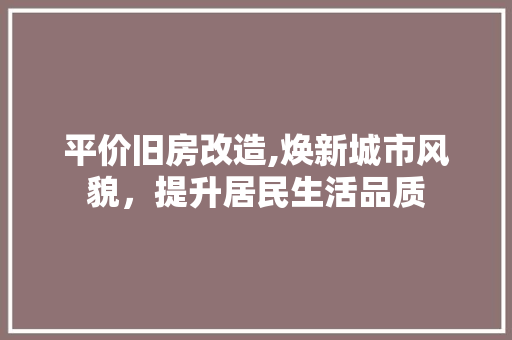 平价旧房改造,焕新城市风貌，提升居民生活品质 墙面装饰