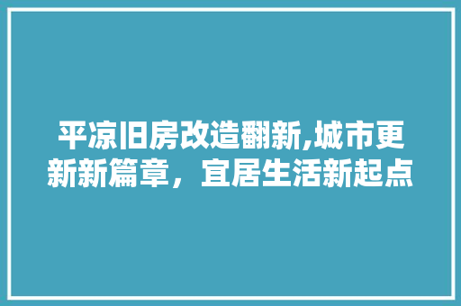 平凉旧房改造翻新,城市更新新篇章，宜居生活新起点
