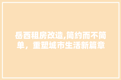 岳西租房改造,简约而不简单，重塑城市生活新篇章