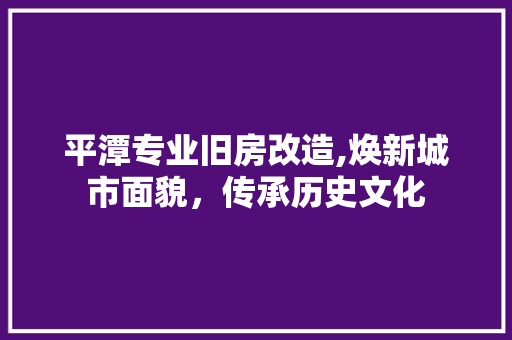 平潭专业旧房改造,焕新城市面貌，传承历史文化