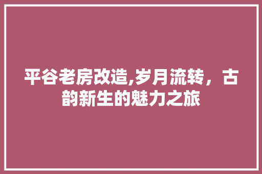 平谷老房改造,岁月流转，古韵新生的魅力之旅
