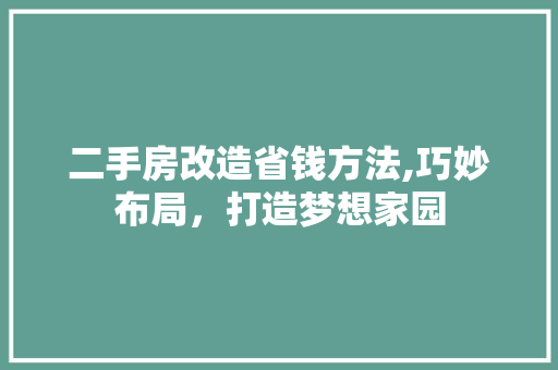 二手房改造省钱方法,巧妙布局，打造梦想家园 建筑设计