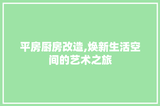 平房厨房改造,焕新生活空间的艺术之旅