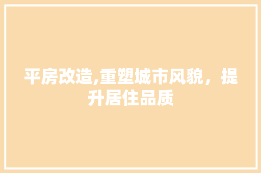 平房改造,重塑城市风貌，提升居住品质