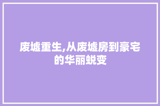 废墟重生,从废墟房到豪宅的华丽蜕变