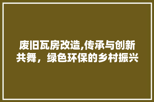 废旧瓦房改造,传承与创新共舞，绿色环保的乡村振兴之路 装修攻略