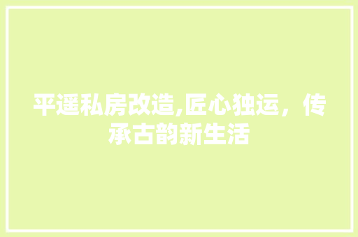 平遥私房改造,匠心独运，传承古韵新生活