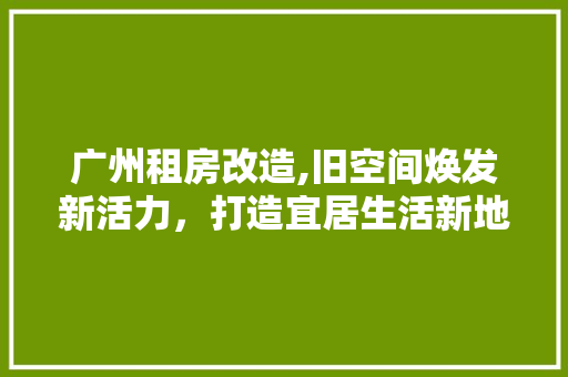 广州租房改造,旧空间焕发新活力，打造宜居生活新地标