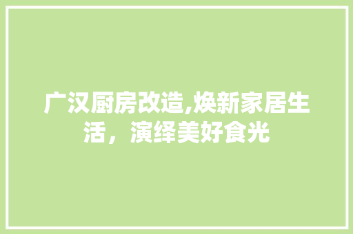 广汉厨房改造,焕新家居生活，演绎美好食光