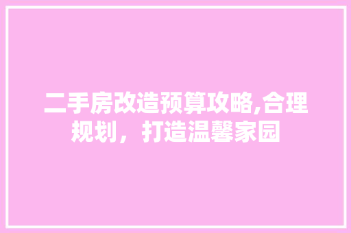 二手房改造预算攻略,合理规划，打造温馨家园