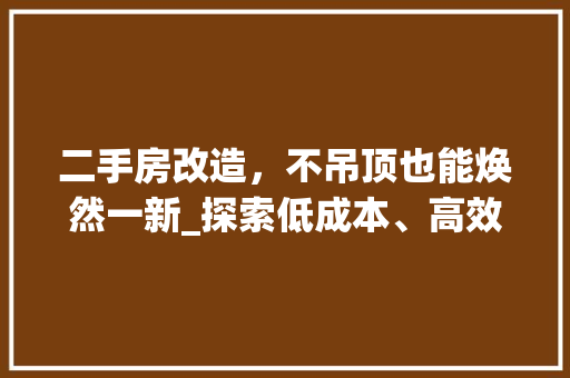 二手房改造，不吊顶也能焕然一新_探索低成本、高效率的_方法 墙面装饰