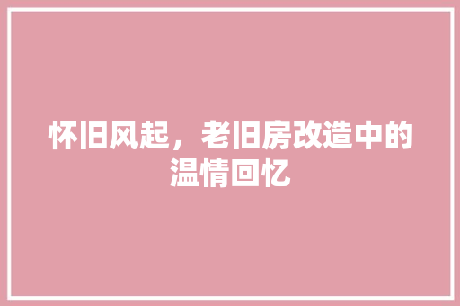 怀旧风起，老旧房改造中的温情回忆