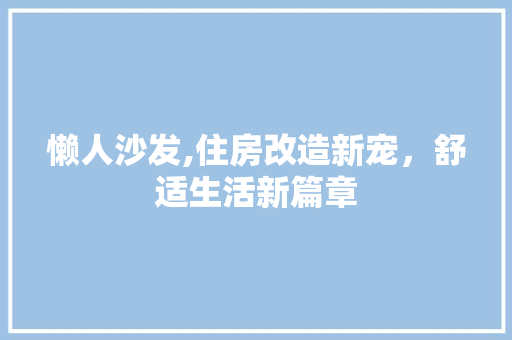 懒人沙发,住房改造新宠，舒适生活新篇章