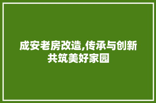 成安老房改造,传承与创新共筑美好家园 庭院装修