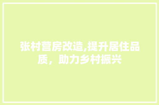 张村营房改造,提升居住品质，助力乡村振兴