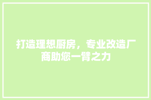 打造理想厨房，专业改造厂商助您一臂之力 墙面装饰